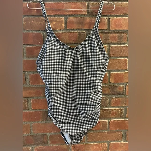 Kona Sol Black and White Gingham Swimsuit - Picture 1 of 6